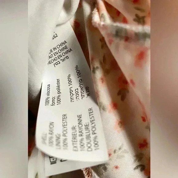 NWT Dex orange cream smock waist floral mid sleeve dress XS - Picture 5 of 5